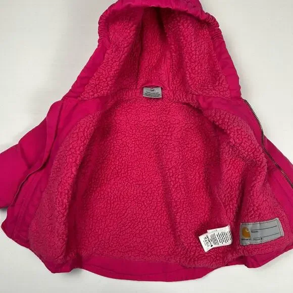 Carhartt 12 Months Baby Girl's Sherpa-Lined + Quilted Hooded Canvas Zip Jacket - Picture 10 of 10